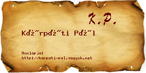 Kárpáti Pál névjegykártya